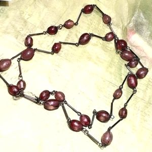 Purple glass bead necklace